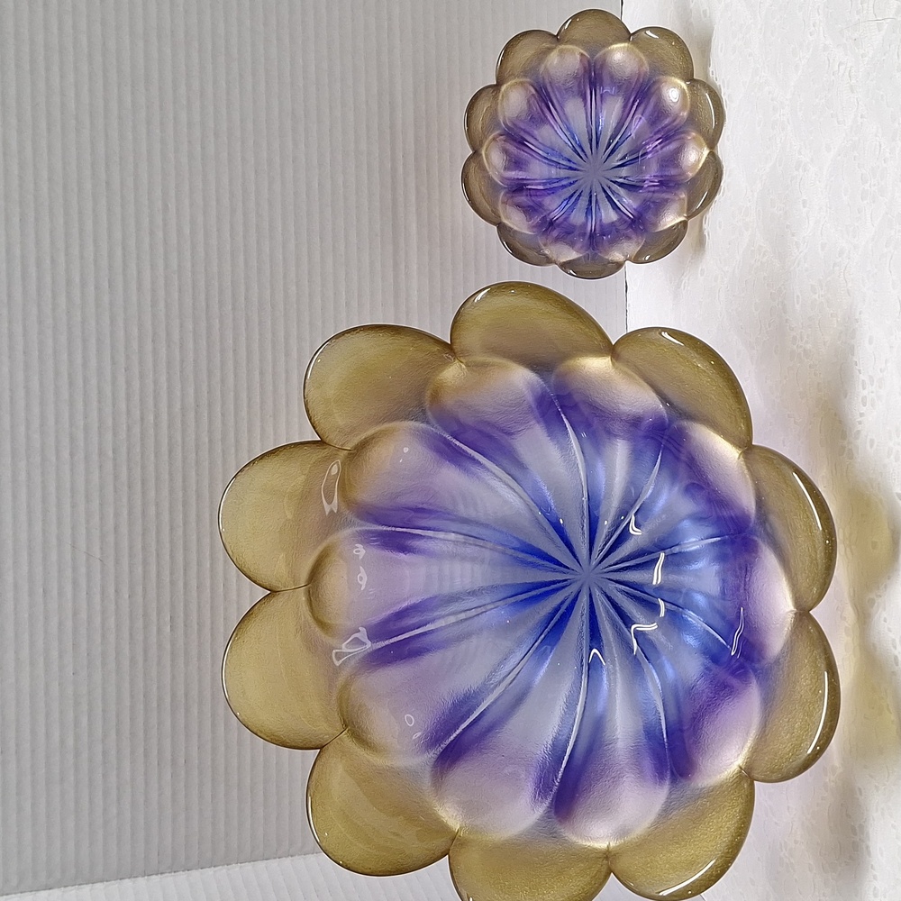 #AEF 3 Piece of Walther Glas Marrakech petal bowls And Plate gold and purple - Picture 2 of 16